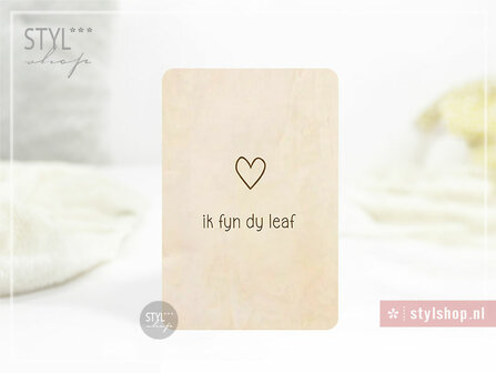 houten kaart ik fyn dy leaf frysk friese  valentijn ansichtkaart hout hart 