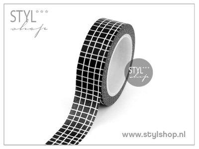 Washi tape / Masking tape zwart wit streep grid