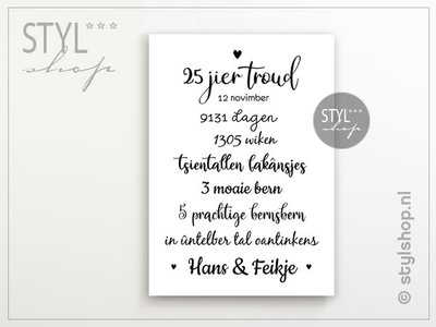 Poster huwelijksjubileum Frysk