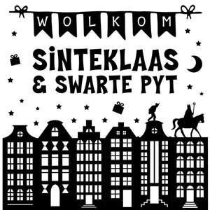 Goede Raamsticker Wolkom Sinteklaas en Swarte Pyt - Frysk Fries - Styl PB-03
